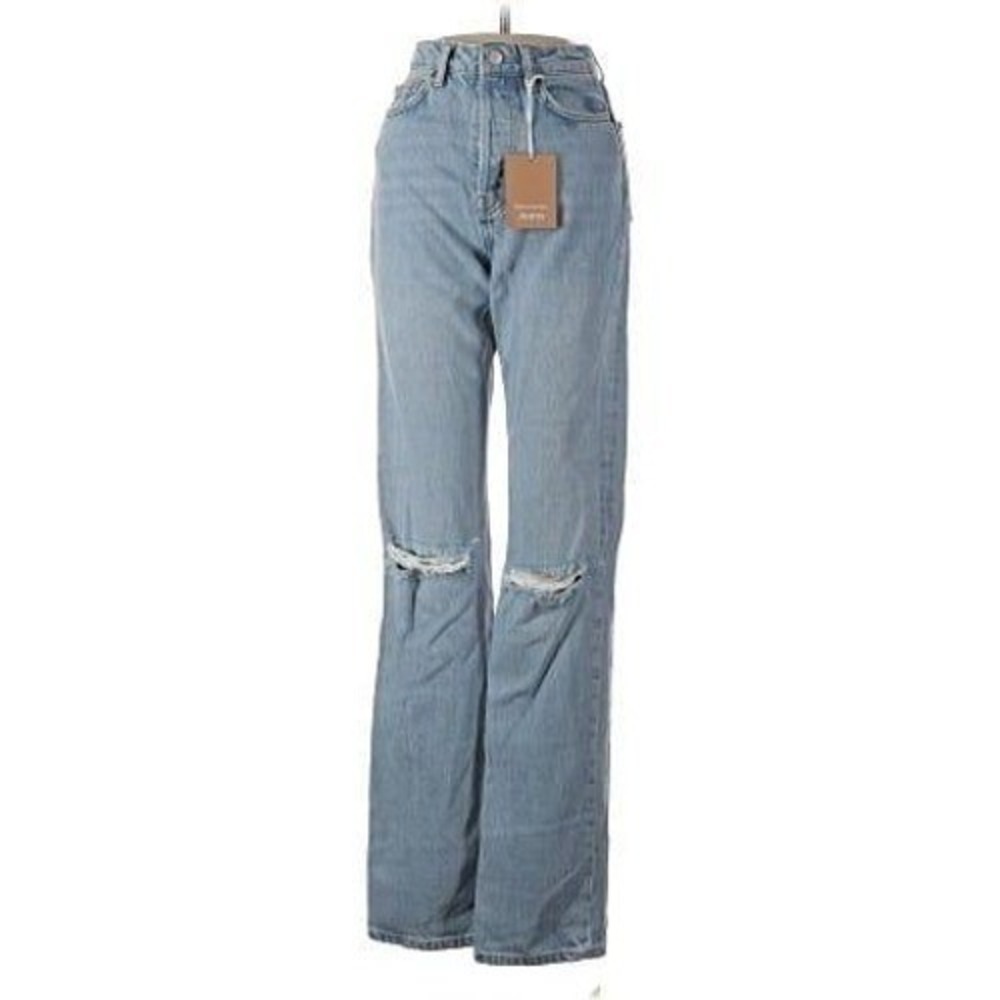 NWT Reformation Cynthia High Rise Straight Long Jeans Light Wash Distressed 24